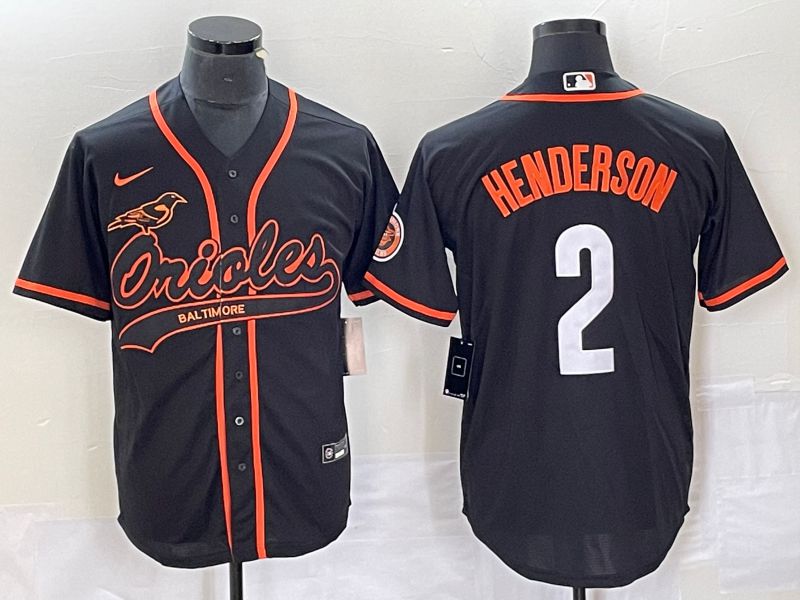 Men Baltimore Orioles 2 Henderson Black Co Branding Nike Game MLB Jersey style 1